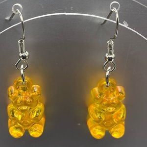 Gold gummy bears silver tone earrings